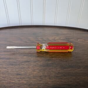 Vintage Stanley 64-883 USA 3" Flat Screwdriver Red Yellow